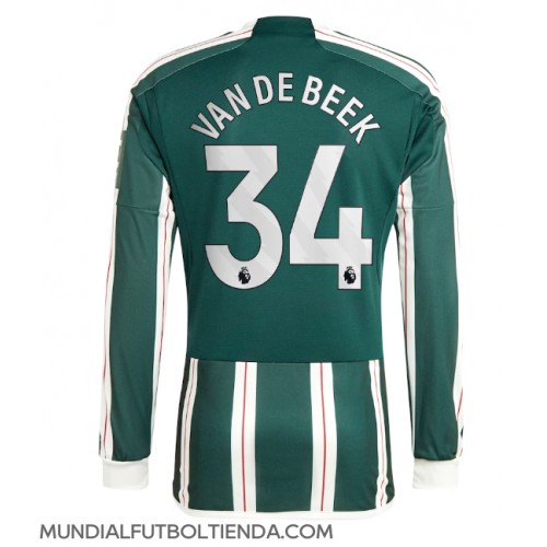 Camiseta Manchester United Donny van de Beek #34 Segunda Equipación Replica 2023-24 mangas largas